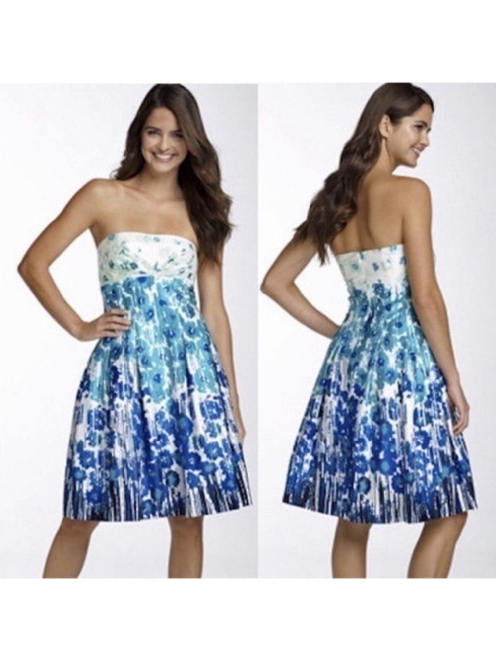 Calvin Klein watercolor Strapless Fit-and-Flare Dress